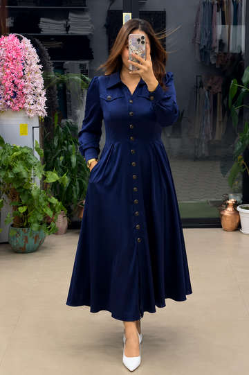 Navy Blue New Designer Rayon Dress