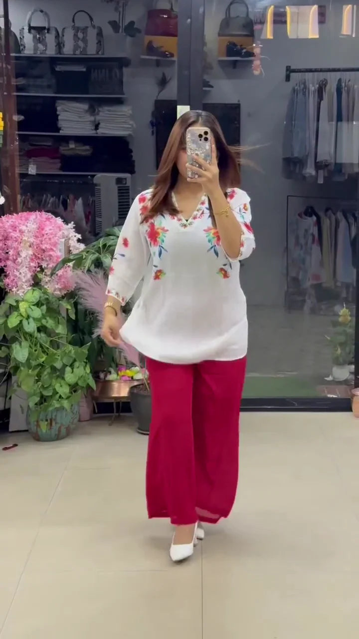 Red Women’s Stylish Printed Co-ord Set