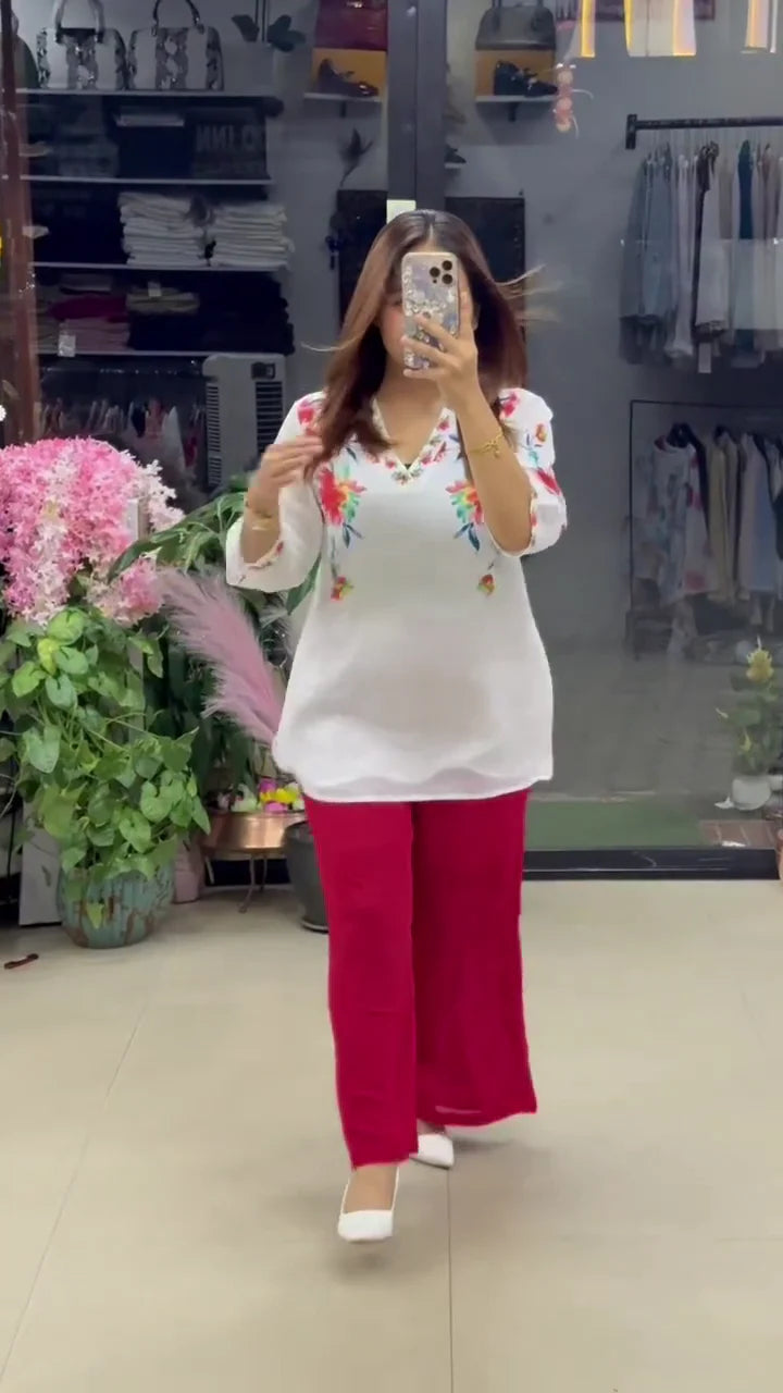 Red Women’s Stylish Printed Co-ord Set