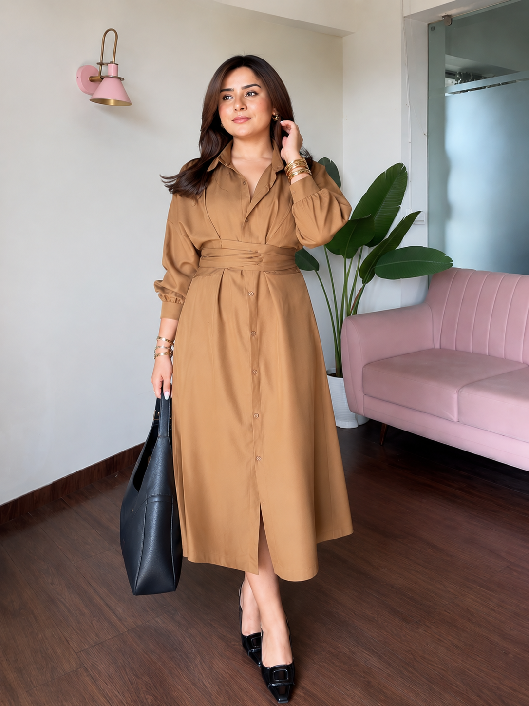 Women's Shirt Midi Dress