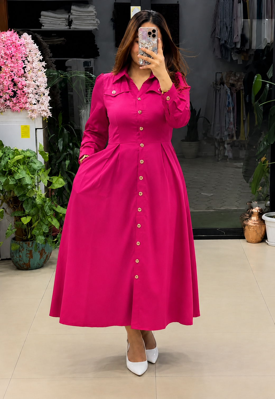 Pink Designer Rayon Dress