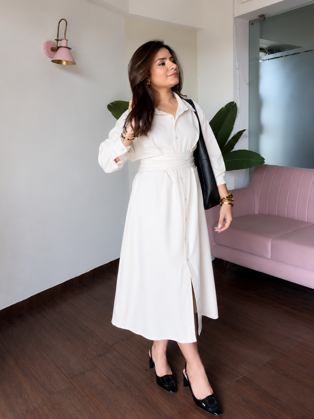 Women's Shirt Midi Dress
