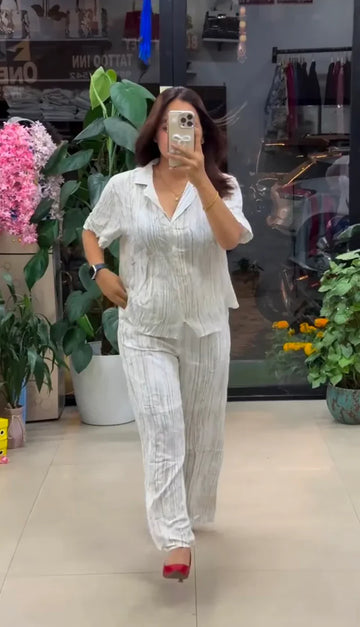 White Pure Linen Co-ord Set