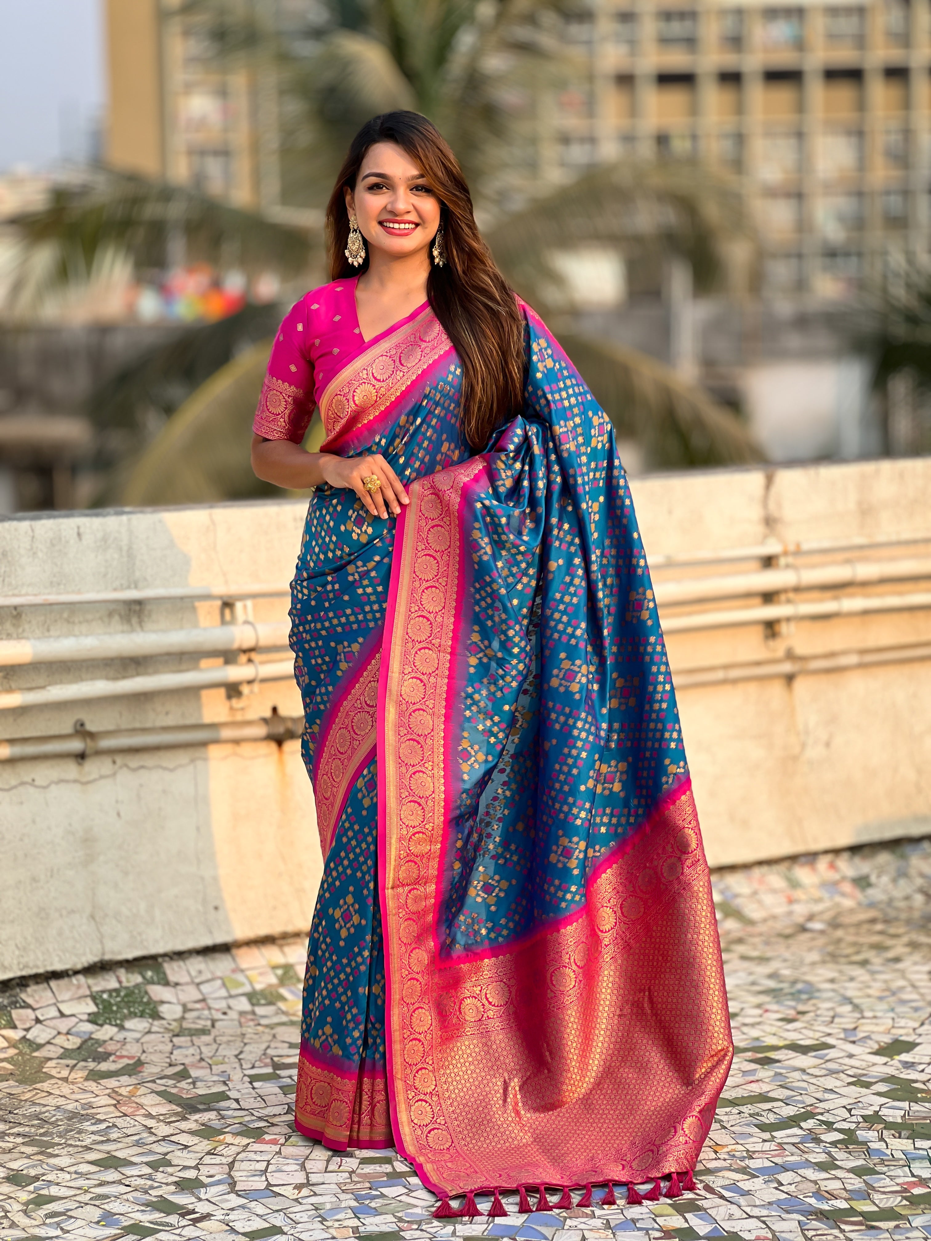 Blue Soft Silk Zari Woven Premium Patola Saree with Contrast Weaves