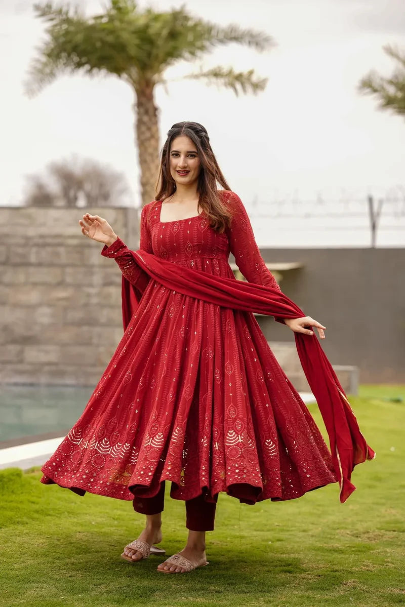 Manyata Premium Quality Maroon Anarkali Suit
