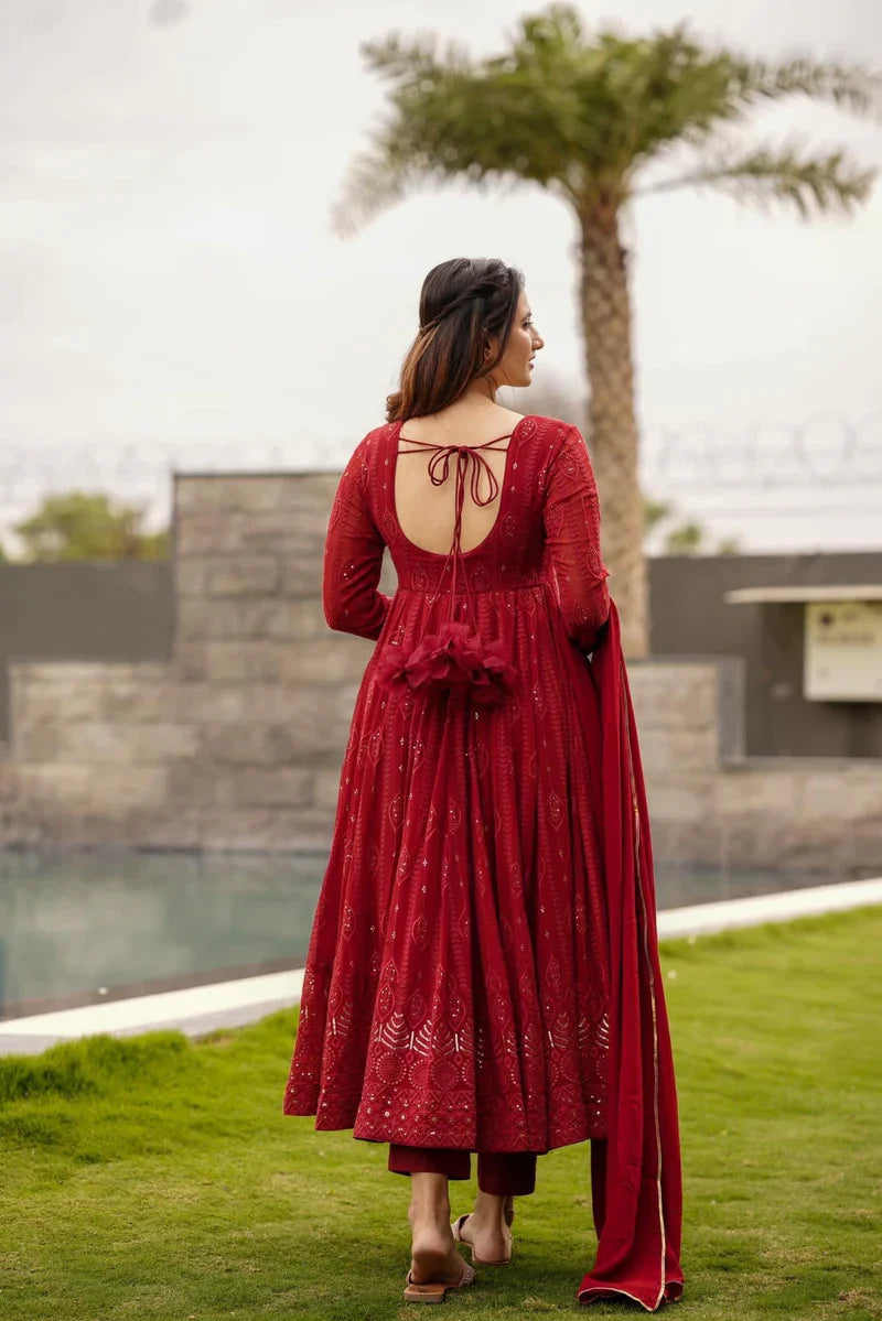 Manyata Premium Quality Maroon Anarkali Suit
