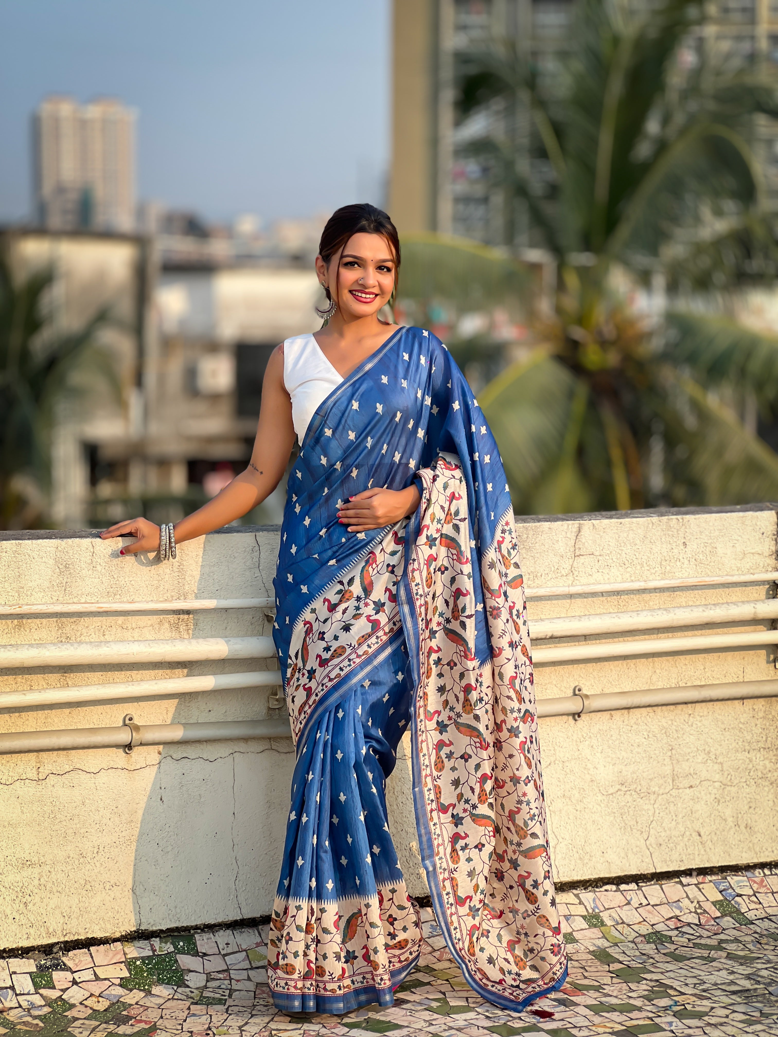 New Function Wear Katki Silk Printed Kalamkari Saree with Zari Border