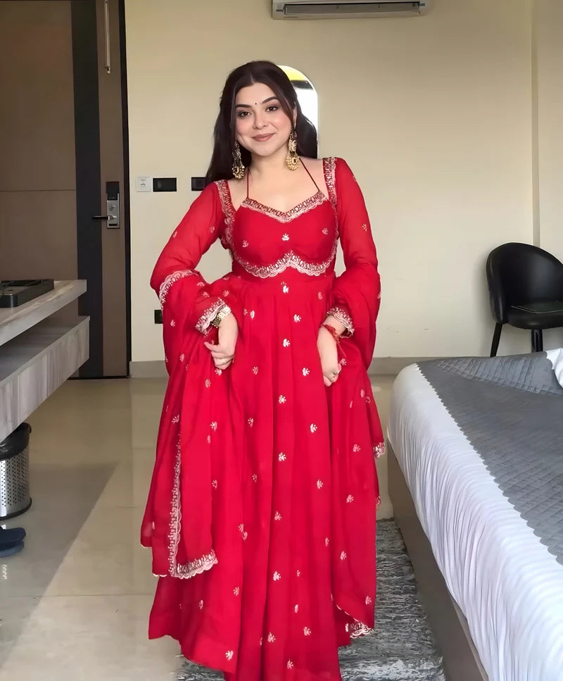 New Partywear Heavy Faux Georgette Designer Anarkali Set