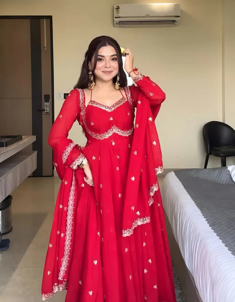 New Partywear Heavy Faux Georgette Designer Anarkali Set