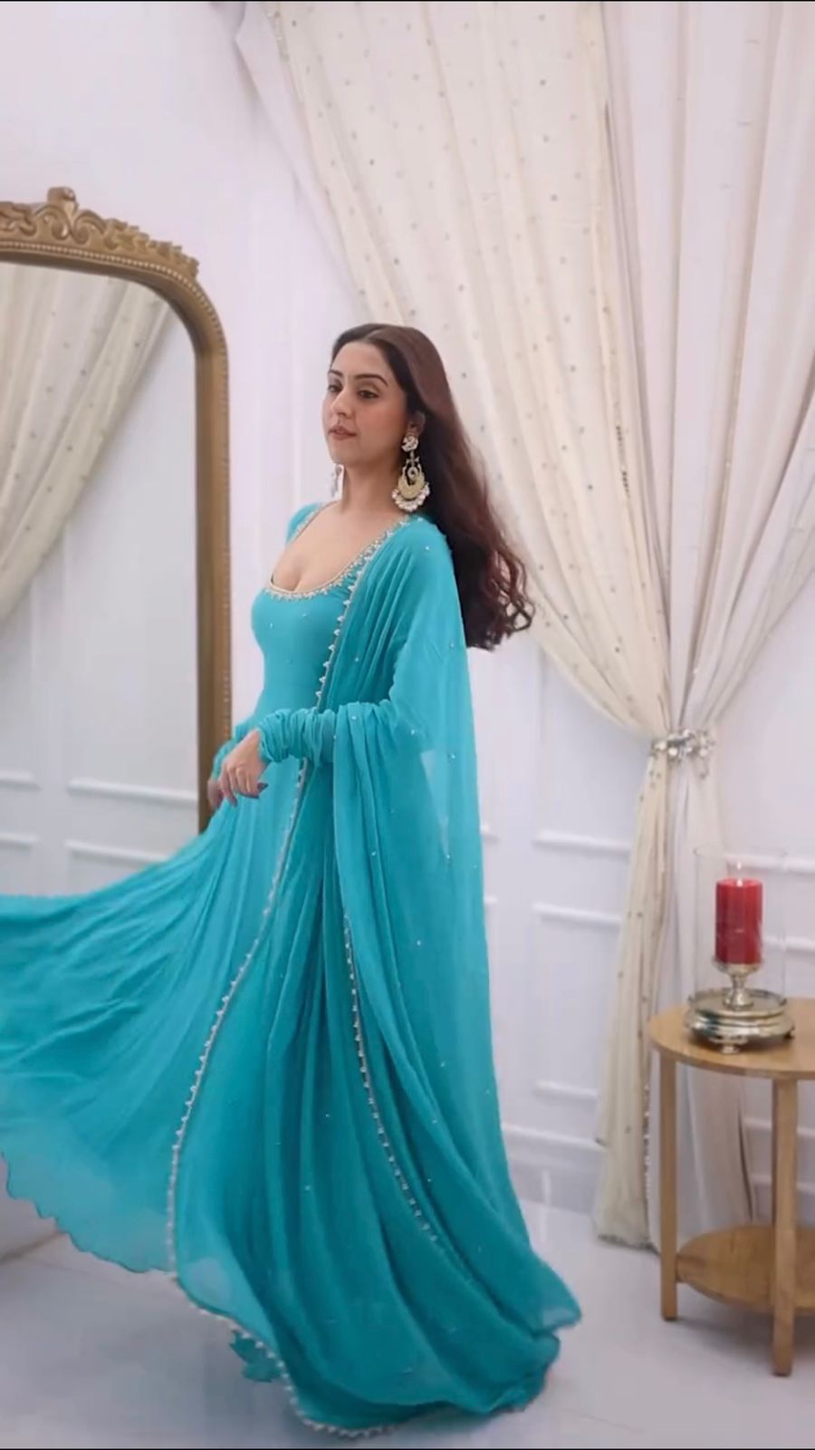 New Partywear Faux Georgette with Embroidery Work Anarkali Set