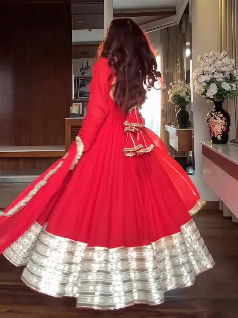 Maharani Red Special Anarkali Suit Set