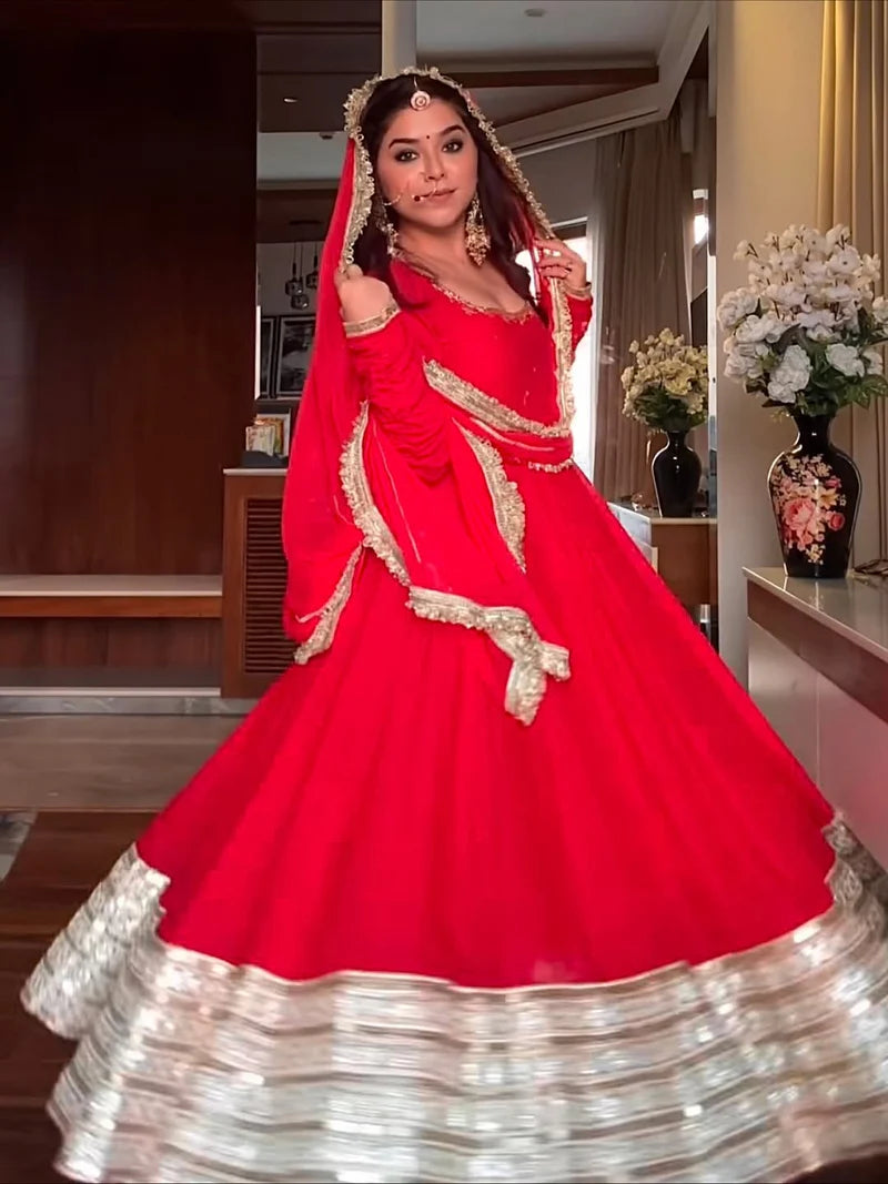 Maharani Red Special Anarkali Suit Set
