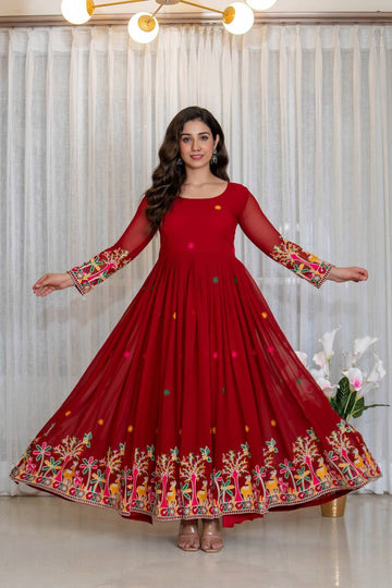 Premium Red Designer Anarkali Suit Set