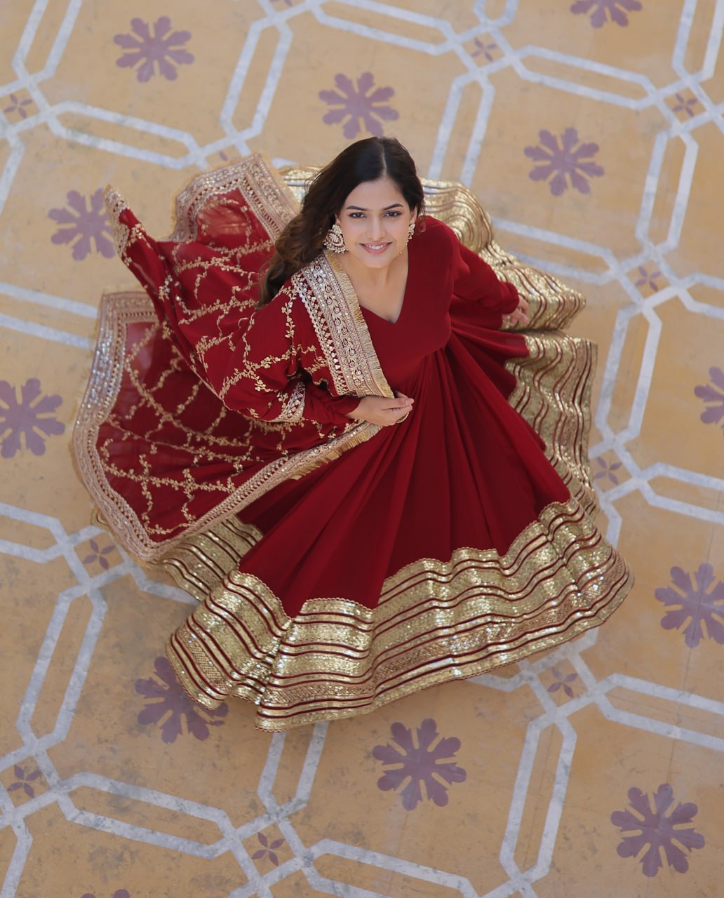 Maroon Premium Designer Anarkali Set