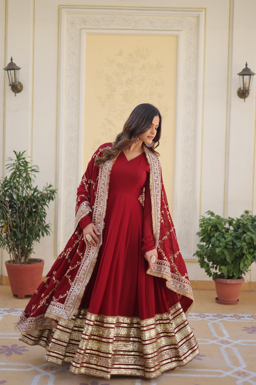 Maroon Premium Designer Anarkali Set