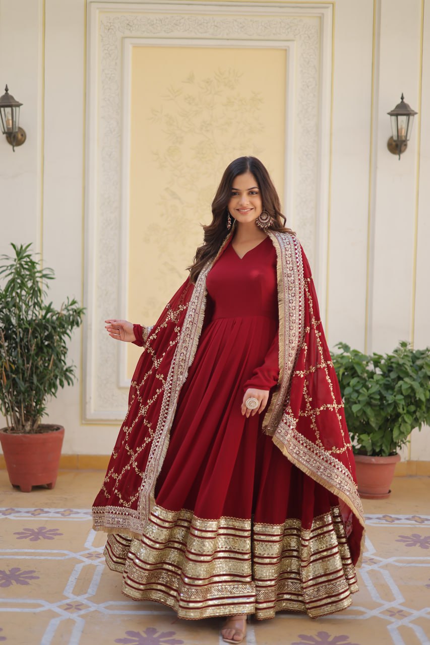 Maroon Premium Designer Anarkali Set