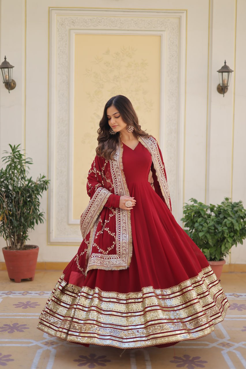 Maroon Premium Designer Anarkali Set