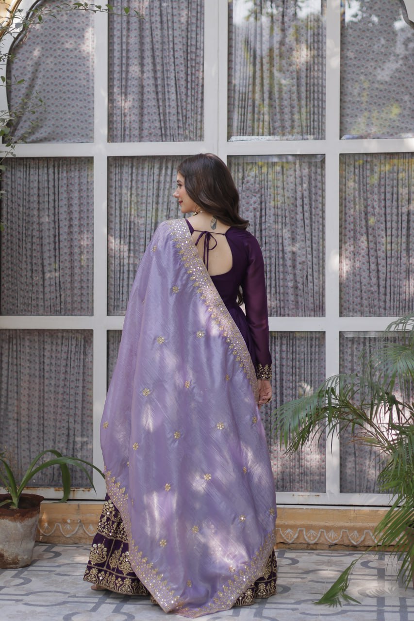 Premium Designer Purple Anarkali Set