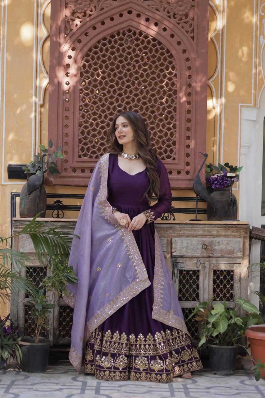 Premium Designer Purple Anarkali Set