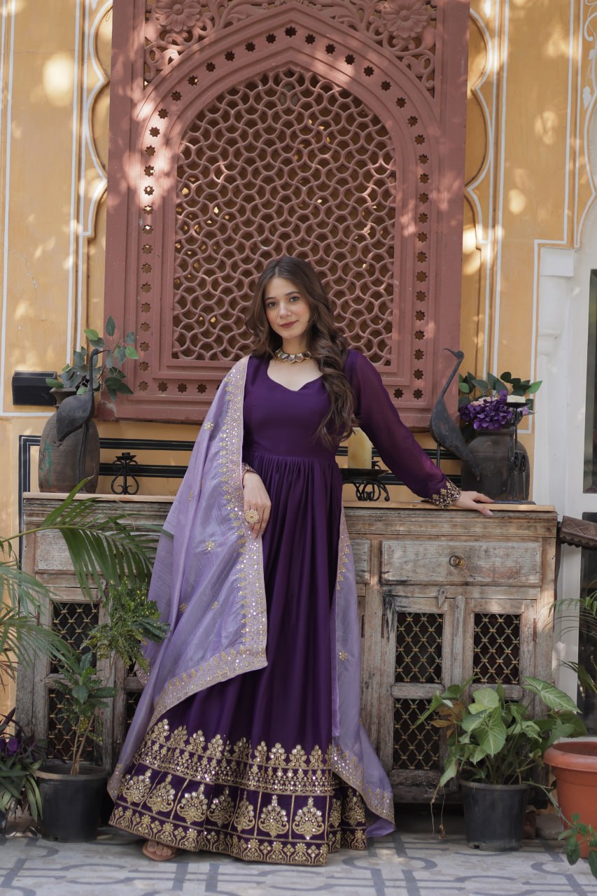 Premium Designer Purple Anarkali Set