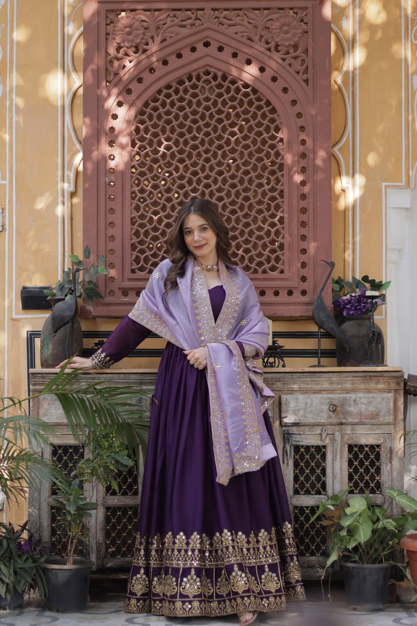 Premium Designer Purple Anarkali Set