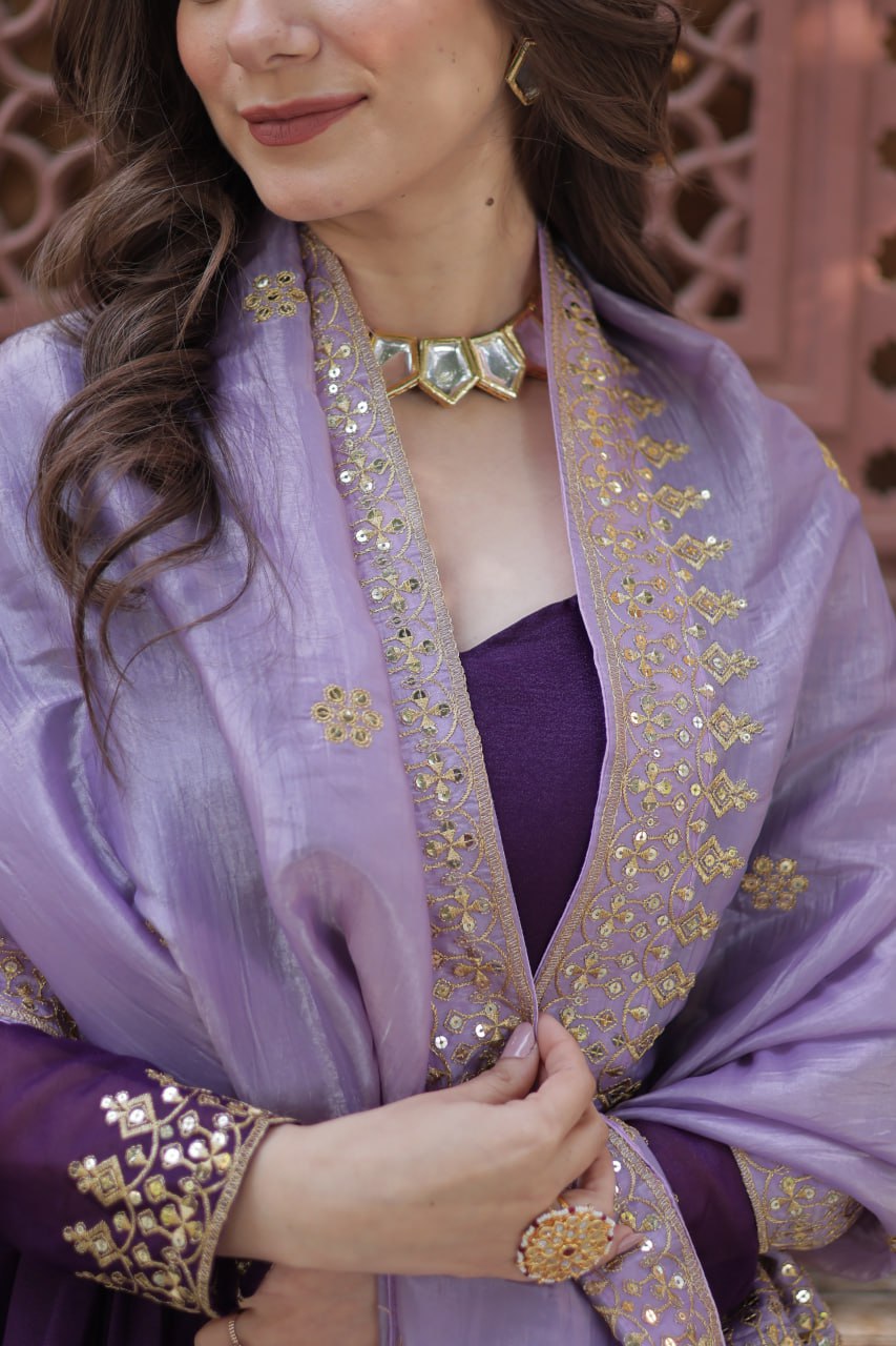 Premium Designer Purple Anarkali Set