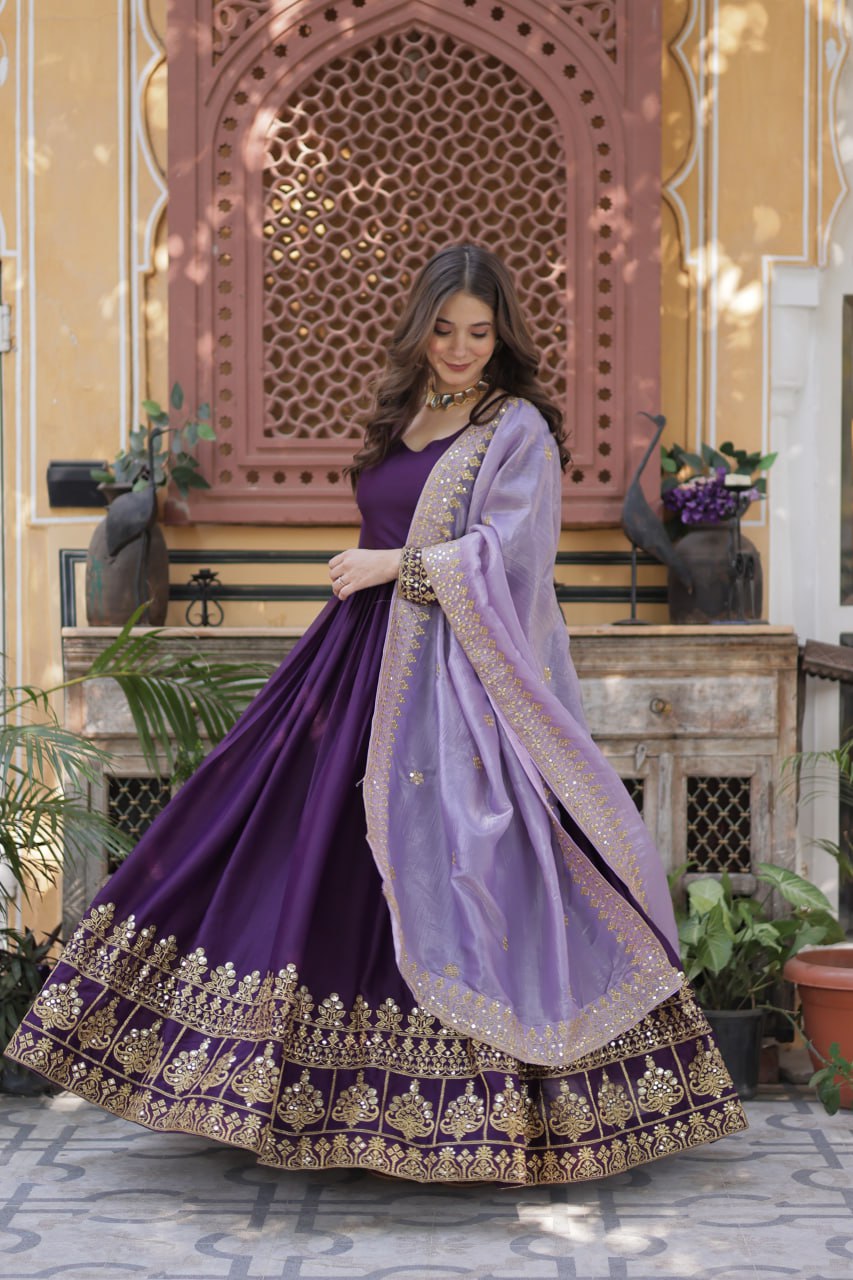 Premium Designer Purple Anarkali Set