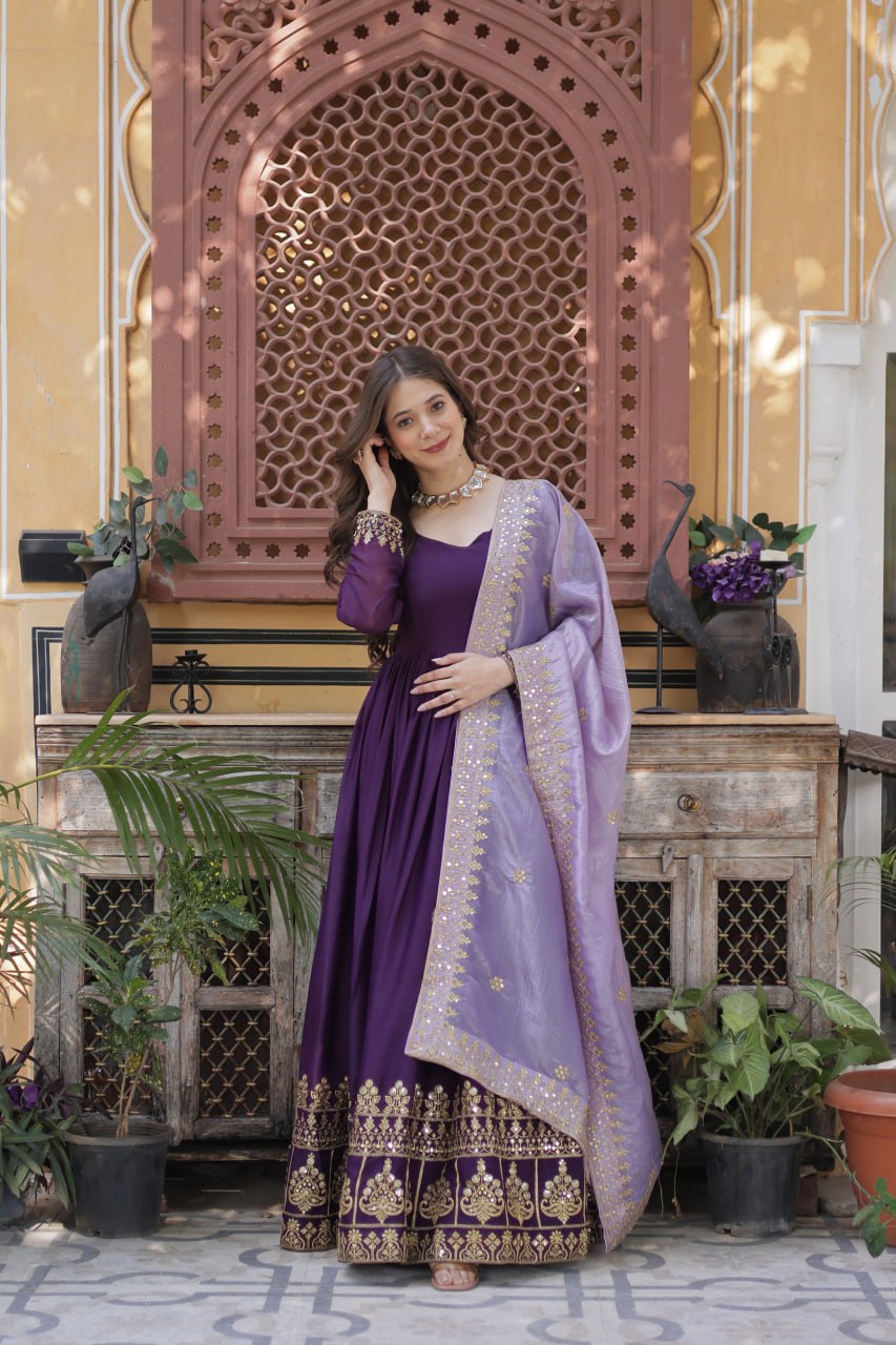 Premium Designer Purple Anarkali Set
