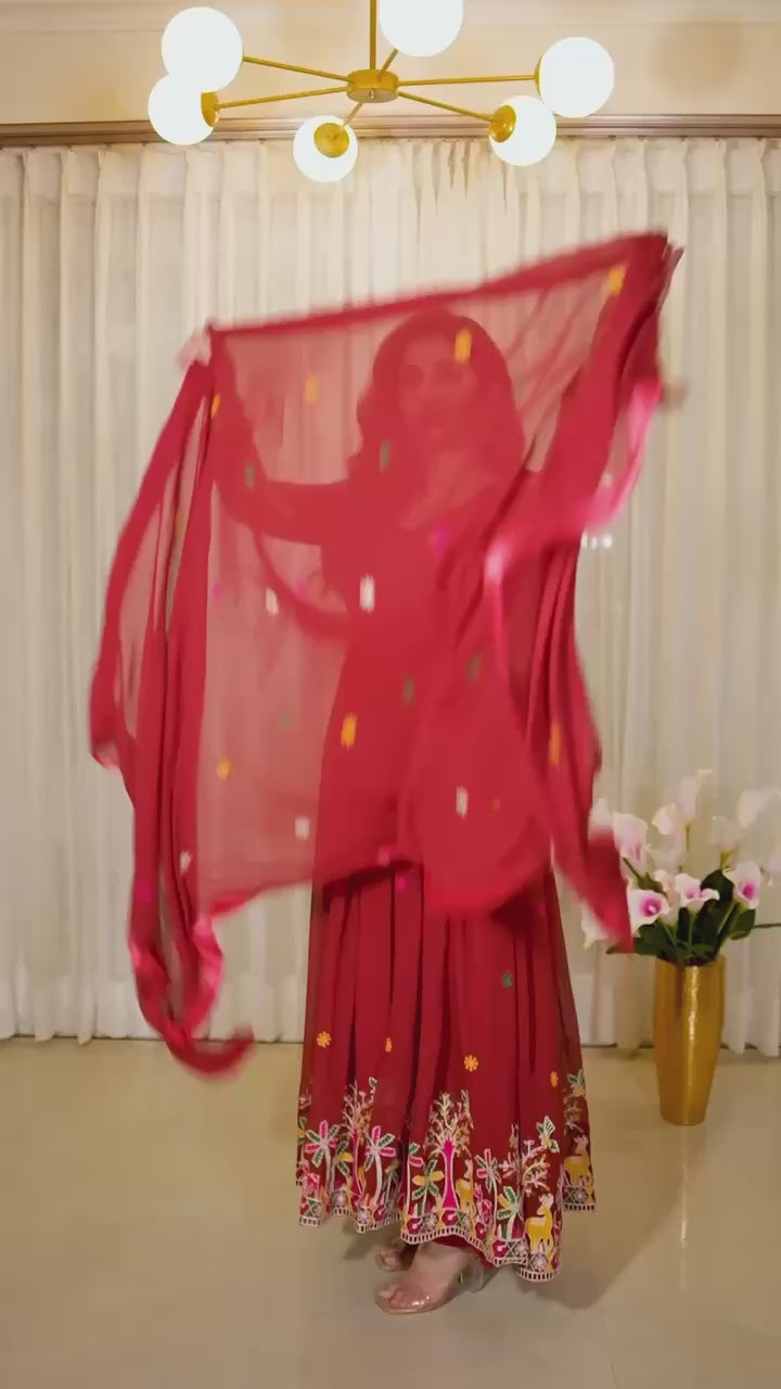 Premium Red Designer Anarkali Suit Set