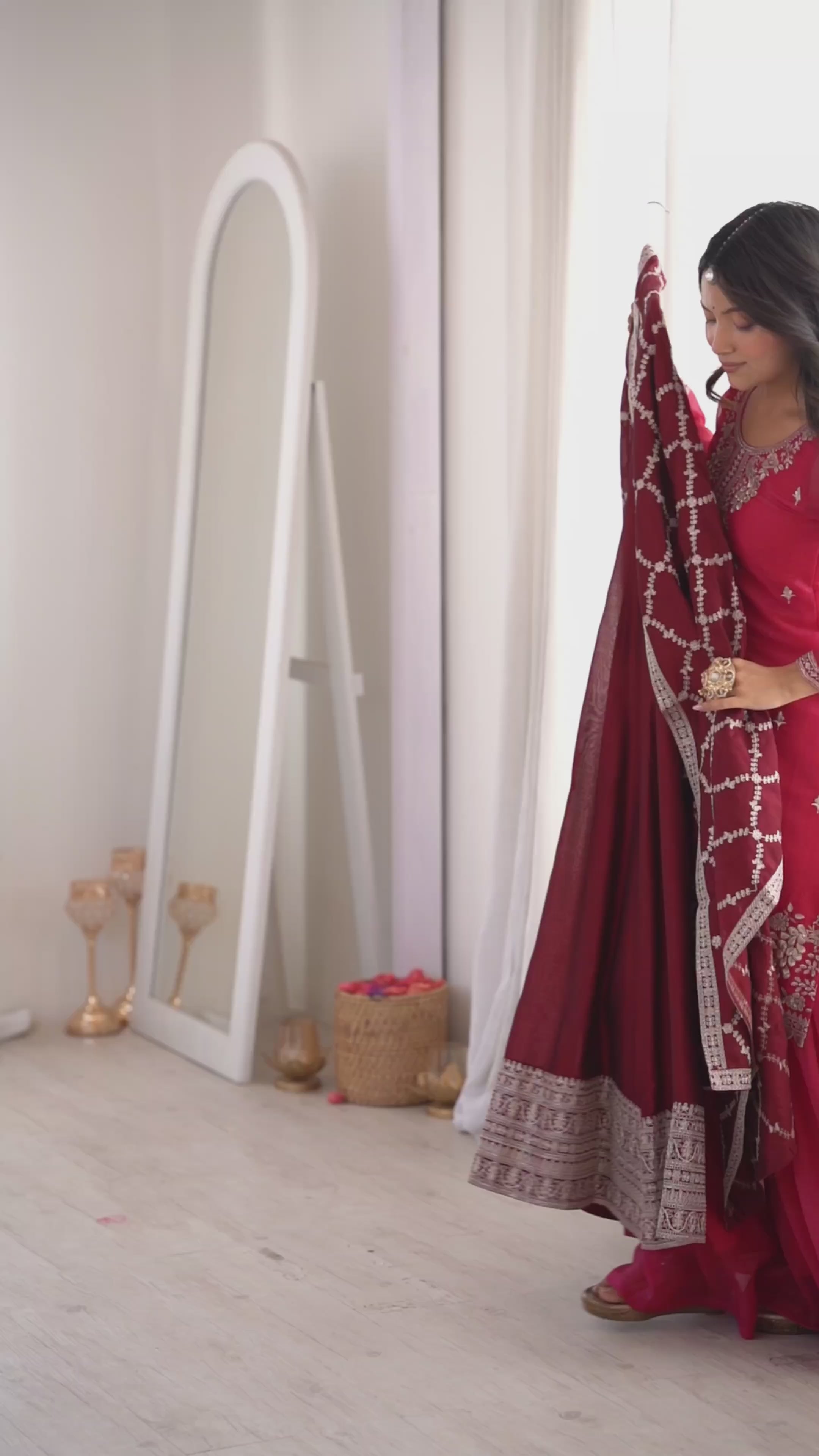 Vichitra Silk Full-Flare Anarkali Set